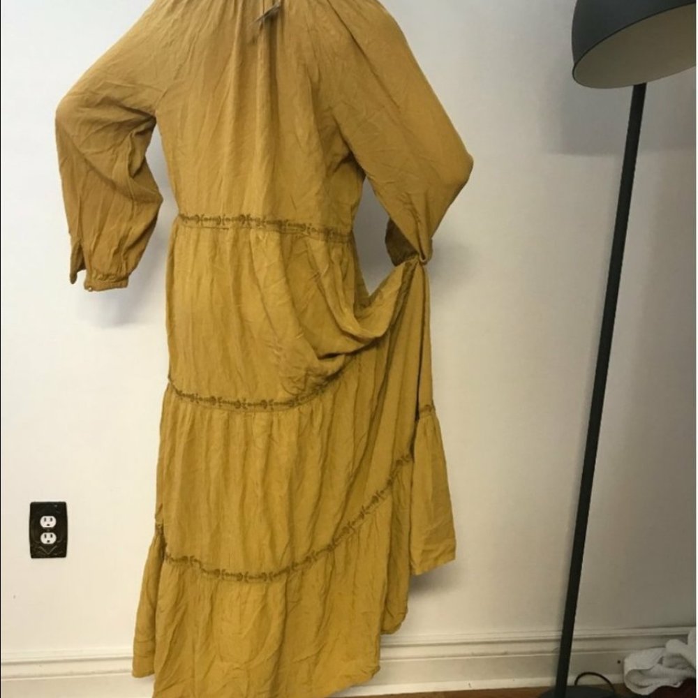 Boho Embroidered Maxi Dress - Mustard - Picture 2 of 13